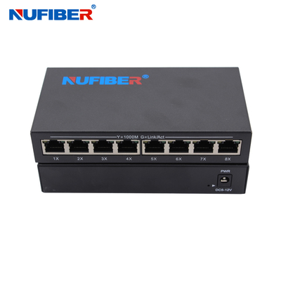 8 commutatore DC5-12V del porto 10/100/1000Mpbs RJ45 Gigabit Ethernet di UTP