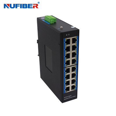 Din Rail Mount Industrial Gigabit Ethernet Switch 16 10/100/1000Mbps RJ45 Ports Converter dei media DC10~52V