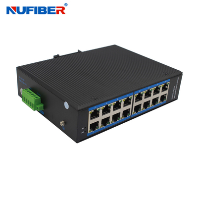 Switch Ethernet POE industriale 16 Convertitore dati di rete con porta POE 10/100M Montaggio su guida Din DC48V