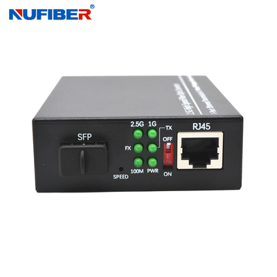 OEM 2.5G SFP a RJ45 Fiber Media Converter 2.5G Fiber a UTP Converter di media ottici DC12V