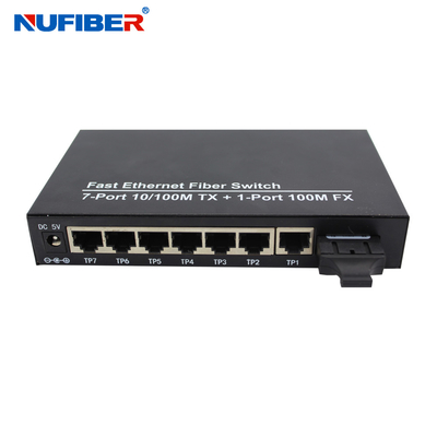 10/100M 7 commutatore di fibra ottica doppio di Ethernet della fibra MP 1310nm 20km del porto della fibra del porto rj45+1