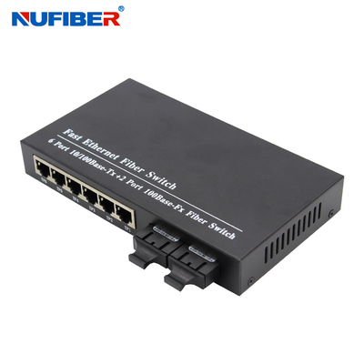 10/100M 6 commutatore di fibra ottica doppio di Ethernet della fibra MP 1310nm 20km del porto della fibra del porto rj45+2
