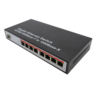 10/100/1000M 8 convertitore a fibra ottica di media del commutatore di Ethernet del porto del porto Rj45+1 SFP