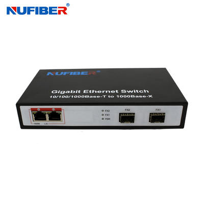 10/100/1000M 2 convertitore a fibra ottica di media del commutatore di Ethernet del porto del porto Rj45+2 SFP