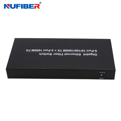 10/100/1000M 8 convertitore a fibra ottica di media del commutatore di Ethernet del porto del porto Rj45+2 SFP