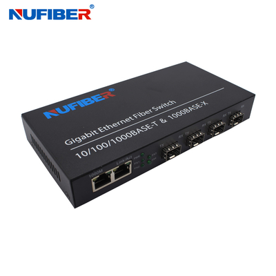 4 commutatore di Gigabit Ethernet del porto di 1000M To 2 SFP con la cassa del ferro