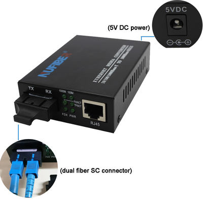 convertitore a fibra ottica dello Sc del duplex MP 1310nm 20km del convertitore di 10/100M Fiber Optic Media