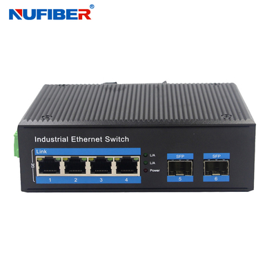 High Quality OEM Industrial POE SFP Ethernet Switch 2*1.25G SFP a 4*10/100/1000M RJ45 Port Din Rail Switch