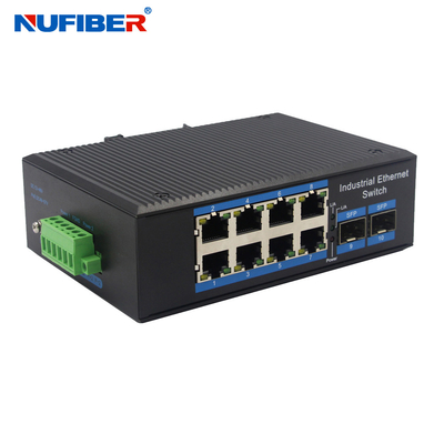 Unmanaged Industrial SFP Ethernet Switch 2*1000M SFP Slot a 8*10/100/1000Mbps RJ45 Port Din Rail Mount DC24V