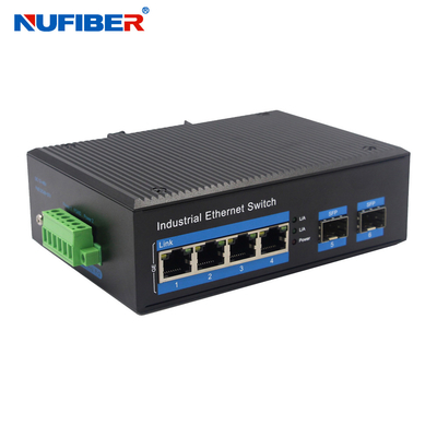 Din Rail Mount Gigabit 2 SFP 4 UTP Ports Industrial SFP Ethernet Switch DC24V per esterni