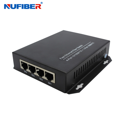10/100M 4 commutatore di fibra ottica di Ethernet di Bidi 1310nm/1550nm 20km della fibra del porto del porto Rj45 +1 FC singolo