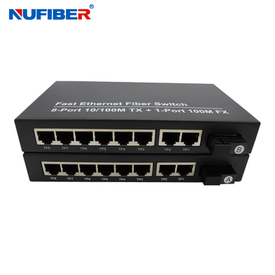 Commutatore del porto Rj45 del commutatore DC5V 2A 8 di Ethernet della fibra di singolo modo del FCC
