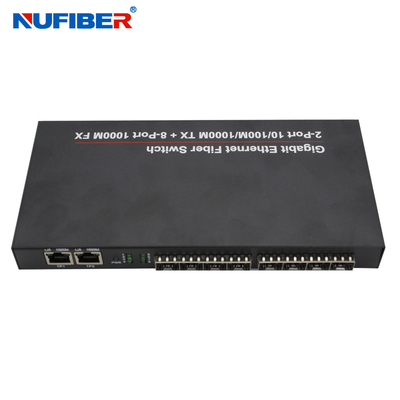 10/100/1000M 8 convertitore a fibra ottica di media del commutatore di Ethernet del porto del porto SFP+2 Rj45