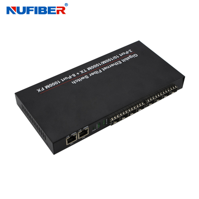 10/100/1000M 8 convertitore a fibra ottica di media del commutatore di Ethernet del porto del porto SFP+2 Rj45