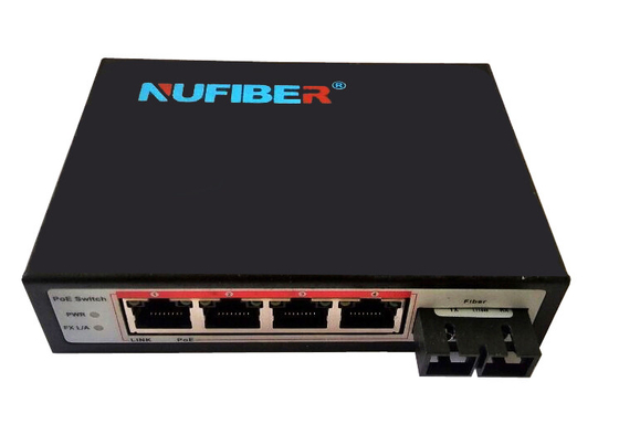 4 commutatore di Ethernet del commutatore autoalimentato 48VDC di POE del porto della fibra di POE 1