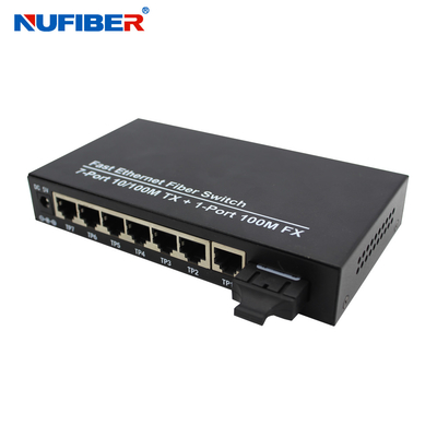 7 distanza di singolo modo 20KM del commutatore di Ethernet della fibra del porto RJ45