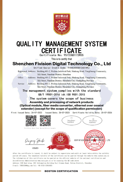 Cina Shenzhen Nufiber Systems Technology Co., Ltd. Certificazioni